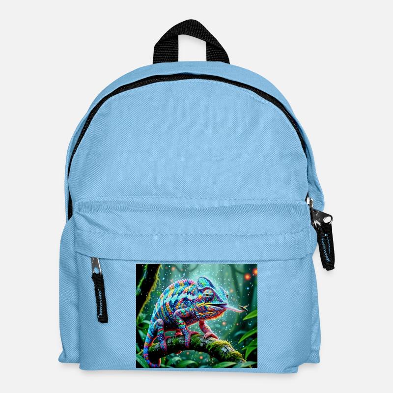 Neon Chamäleon Dschungelzauber - Kinder Rucksack - Hellblau