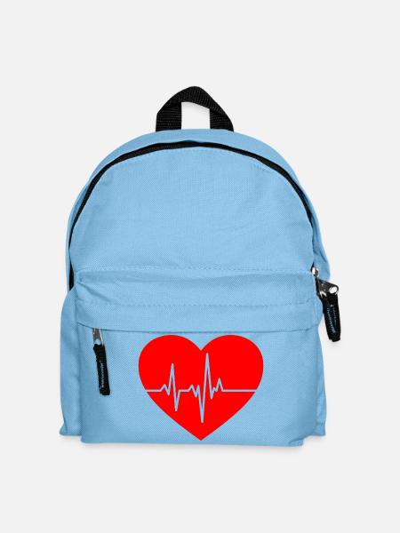 Herzschlag-Design mit EKG-Linie - Kinder Rucksack - Hellblau