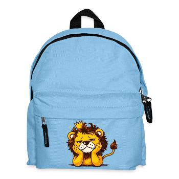 Süßer Löwe mit Krone – verträumtes Tiermotiv - Kinder Rucksack - Hellblau - Vorne