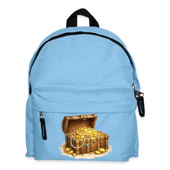 Coffre au trésor avec illustration de pièces d’or - Sac à dos Enfant - bleu clair - Devant
