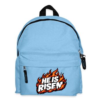 He is risen Flammen Vintage - Kinder Rucksack - Hellblau - Vorne