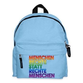 Regenbogen Statement Spruch Menschenrechte - Kinder Rucksack - Hellblau - Vorne