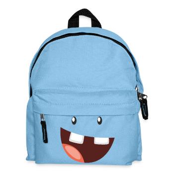 Lustiges Monster mit breitem Grinsen - Kinder Rucksack - Hellblau - Vorne