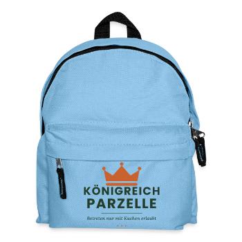 Königreich Parzelle – Kleingarten Spruch - Kinder Rucksack - Hellblau - Vorne
