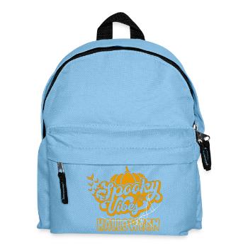 Spooky Vibes Halloween Kürbis Fledermaus Design - Kinder Rucksack - Hellblau - Vorne