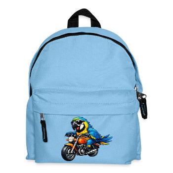 Parrot on the motorcycle - Kids' Backpack - light blue - Front