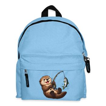 Seeotter beim Angeln – Lustiges Angelmotiv - Kinder Rucksack - Hellblau - Vorne