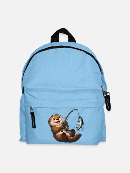 Seeotter beim Angeln – Lustiges Angelmotiv - Kinder Rucksack - Hellblau