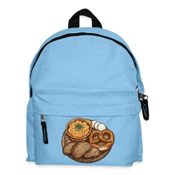Rustikale Brotzeitplatte mit Obatzda - Kinder Rucksack - Hellblau - Vorne