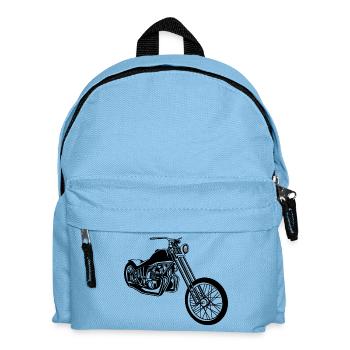 Chopper / Bobber Motorrad 01_schwarz - Kinder Rucksack - Hellblau - Vorne