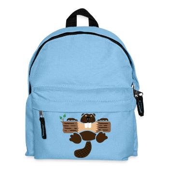 biber bieber nager fleissig otter burg natur tier - Kinder Rucksack - Hellblau - Vorne