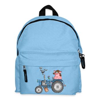 Chubby pig on tractor - Kids' Backpack - light blue - Front