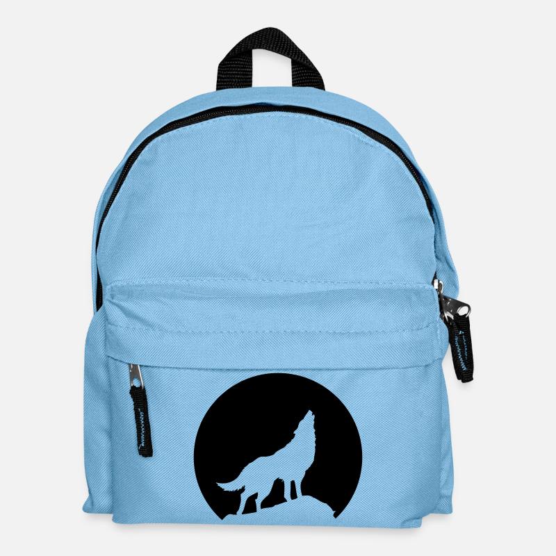Wolf - Kinder Rucksack - Hellblau