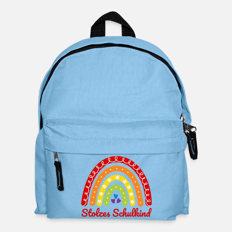 Stolzes Schulkind Boho Regenbogen bunt Einschulung - Kinder Rucksack - Hellblau