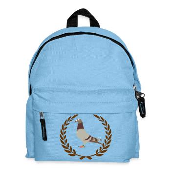 Red brown carrier pigeon in laurel wreath logo voo - Kids' Backpack - light blue - Front