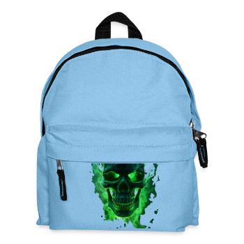Leuchtender grüner Totenkopfdesign - Kinder Rucksack - Hellblau - Vorne