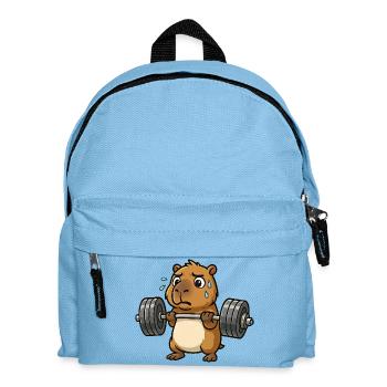 Funny Capybara Capybara Dumbbell Workout - Kids' Backpack - light blue - Front