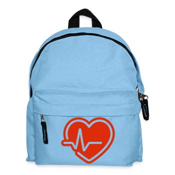 Herzschlag-Symbol – rotes Herz mit EKG-Leitung - Kinder Rucksack - Hellblau - Vorne
