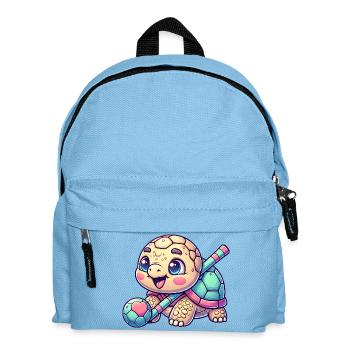 Süße Schildkröte Mit Hockeyschläger Und Ball - Kinder Rucksack - Hellblau - Vorne