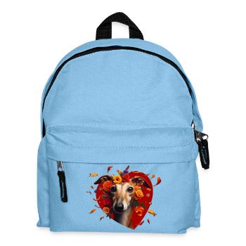 Galgo Mi Amor - Heart Flowers Galgo Portrait - Kids' Backpack - light blue - Front