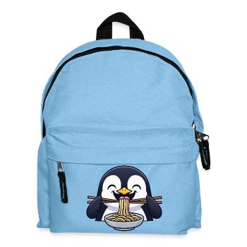 Süßer Pinguin Cartoon mit Nudeln Ramen Essen Asien - Kinder Rucksack - Hellblau - Vorne