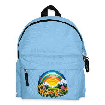 Blühender Regenbogen am Sonnenaufgang - Kinder Rucksack - Hellblau - Vorne