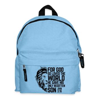 For God So Loved The World – John 3:16 - Kinder Rucksack - Hellblau - Vorne