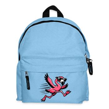 Flamingo in sprint with sunglasses - Kids' Backpack - light blue - Front