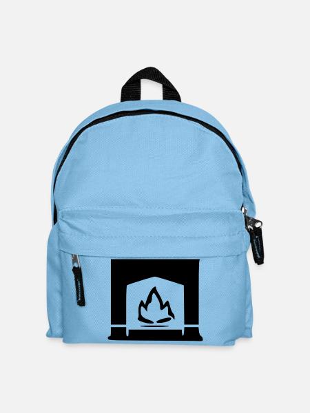 Kamin Feuer Geschenk - Kinder Rucksack - Hellblau