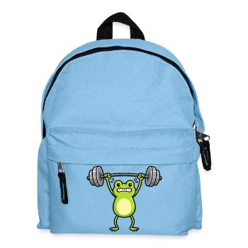 Cute frog doing fitness workout cartoon - Kids' Backpack - light blue - Front