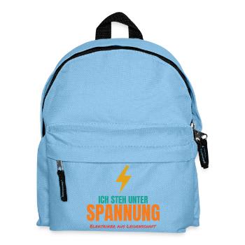 Ich steh unter Spannung – Elektriker Spruch - Kinder Rucksack - Hellblau - Vorne