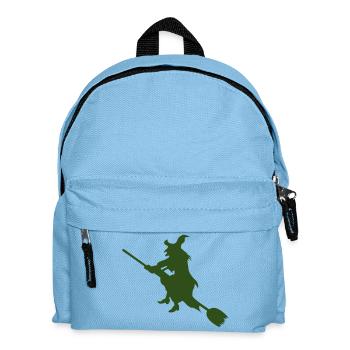 Hexe auf Besen Silhouette - Kinder Rucksack - Hellblau - Vorne