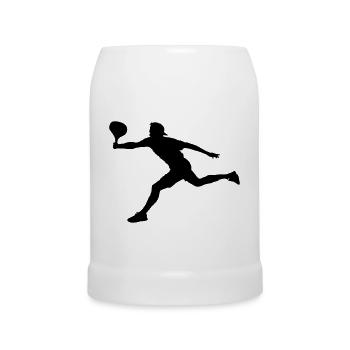 Tennisspieler in Aktion Spieler Schattenbild - Bierkrug - Weiß - Vorne