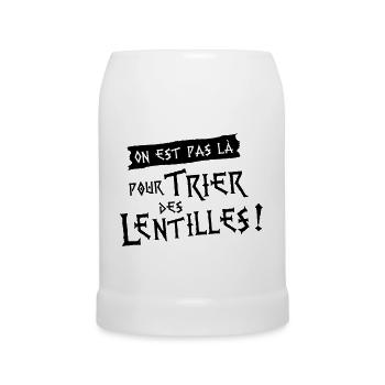 On est pas là pour trier des lentilles ! - Chope en céramique - blanc - Devant