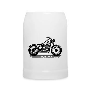 Minimalist Vintage Bobber Motorcycle Black - Beer Mug - white - Front