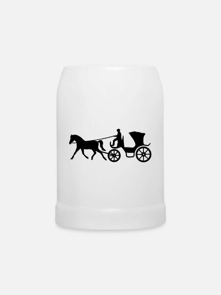 kutsche kutscher pferd geschenkidee - Bierkrug - Weiß