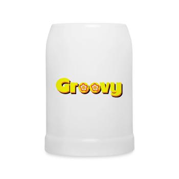 Groovy des années 70 fleur fleur - Chope en céramique - blanc - Devant