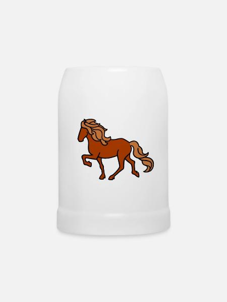 Islandpferd, Fuchs, heller - Bierkrug - Weiß