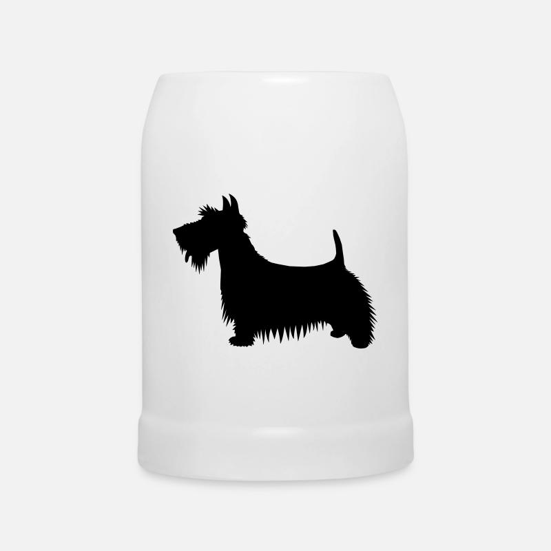 Eine Silhouettenillustration eines Scots Terrier - Bierkrug - Weiß
