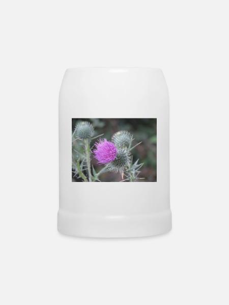Violetten Distelblüten-Muster - Bierkrug - Weiß