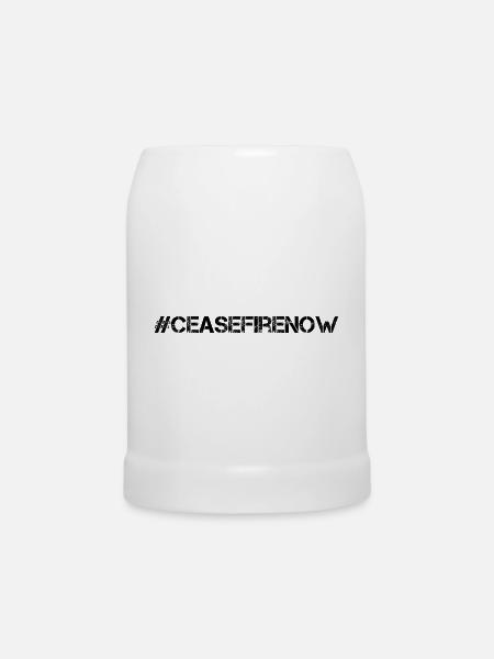 cease fire now - Bierkrug - Weiß