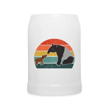Tapir Familie Mutter Kind Baby Vintage Geschenk - Bierkrug - Weiß - Vorne