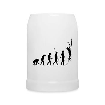 Evolution des Menschen, Eisklettern, Eiskletterer - Bierkrug - Weiß - Vorne
