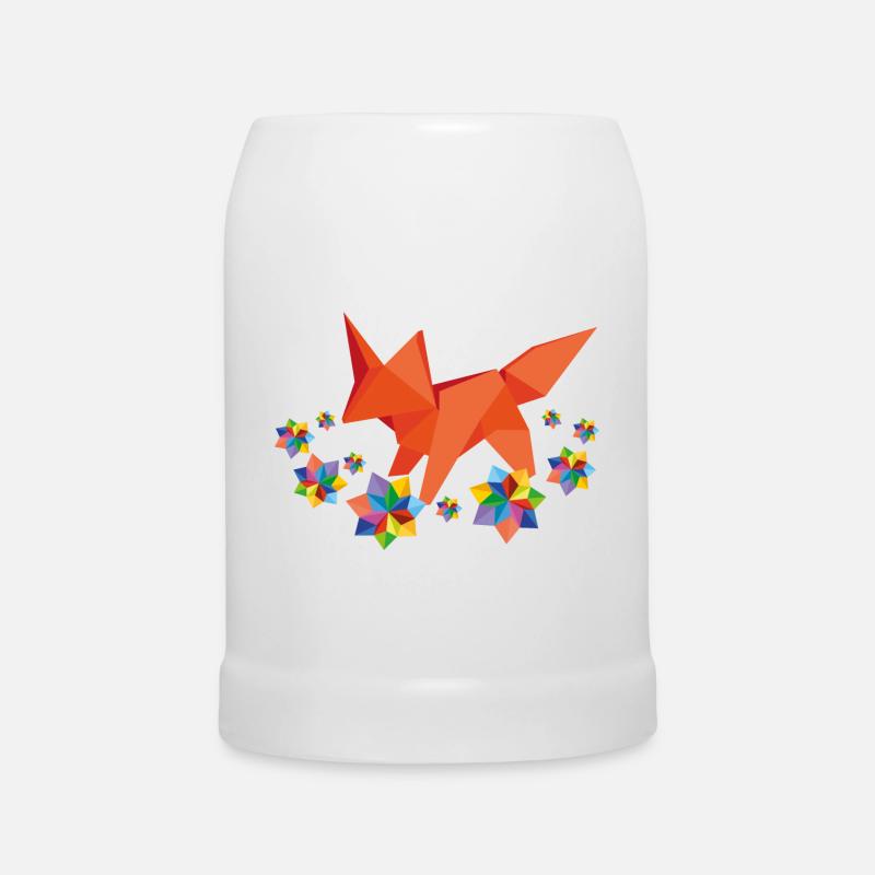 origami fox with flowers - Bierkrug - Weiß
