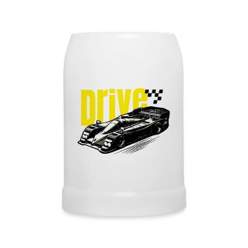 Racing car 80s rally motorsport drive driver fast - Beer Mug - white - Front