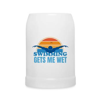 Swimming Gets Me Wet - Beer Mug - white - Front
