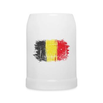 Brushstroke Belgian Flag - Beer Mug - white - Front