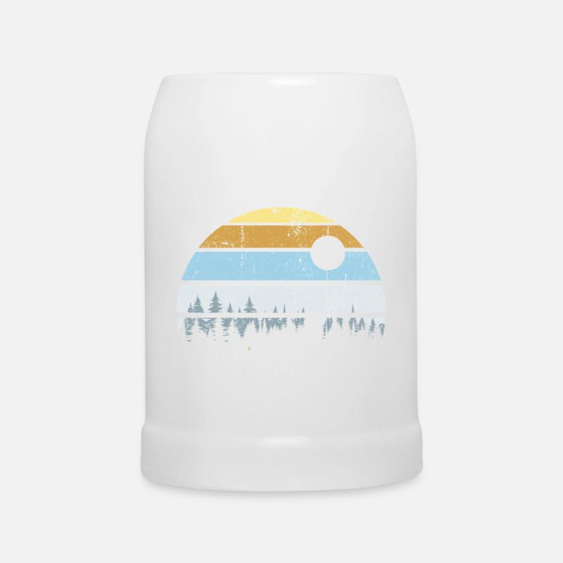 Serene Forest Sunset Scene - Beer Mug - white