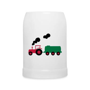 traktor trecker landwirtschaft - Bierkrug - Weiß - Vorne