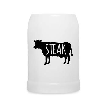 Steak - Bierkrug - Weiß - Vorne